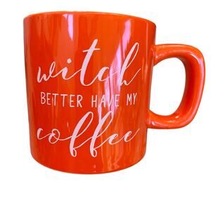 Orange Halloween Mug Witch Better Have My Coffee 3D Black Hat on Bottom